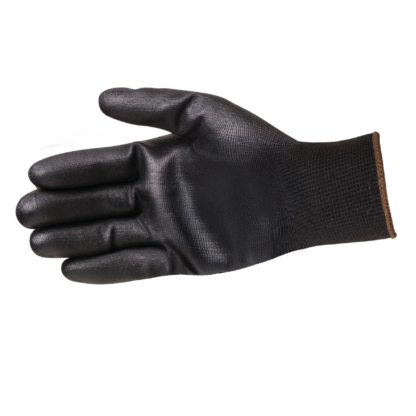 Black Polyurethane Coated Seamless Gloves - Image 2