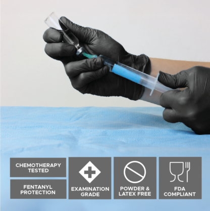 4 Mil Black Nitrile Exam Grade Disposable Gloves - Image 4