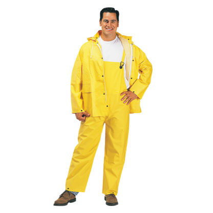 2 Layers PVC/Polyester 3-Piece Yellow Rainsuit - Image 4