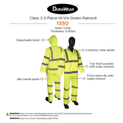 Class 3 3-Piece Hi-Vis Green Rainsuit - Image 5