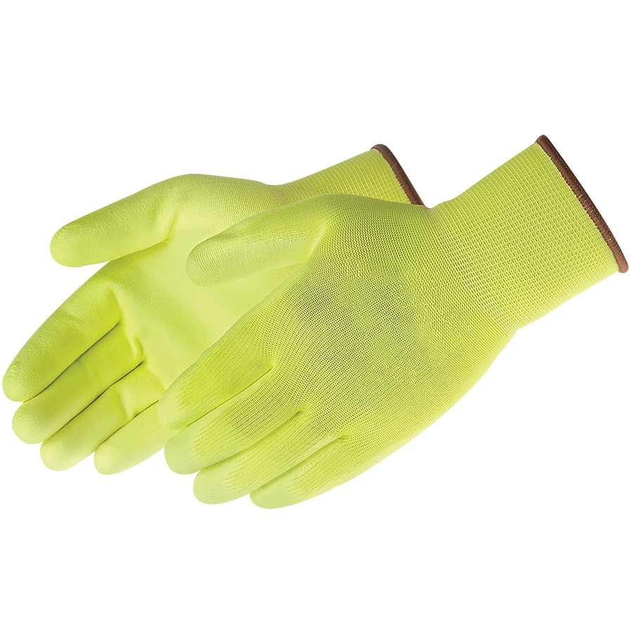 Hi-vis Green Polyurethane Coated Seamless Gloves - Liberty Safety