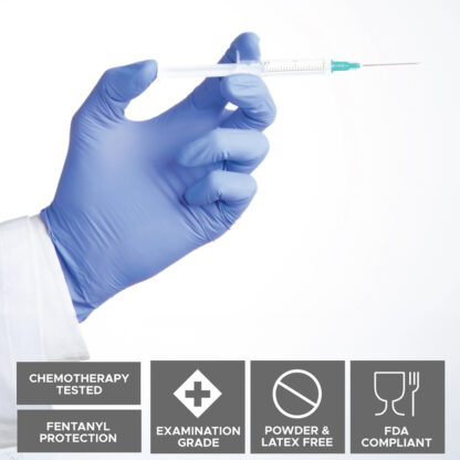 6 Mil Violet Blue Nitrile Exam Grade Disposable Gloves - Image 3
